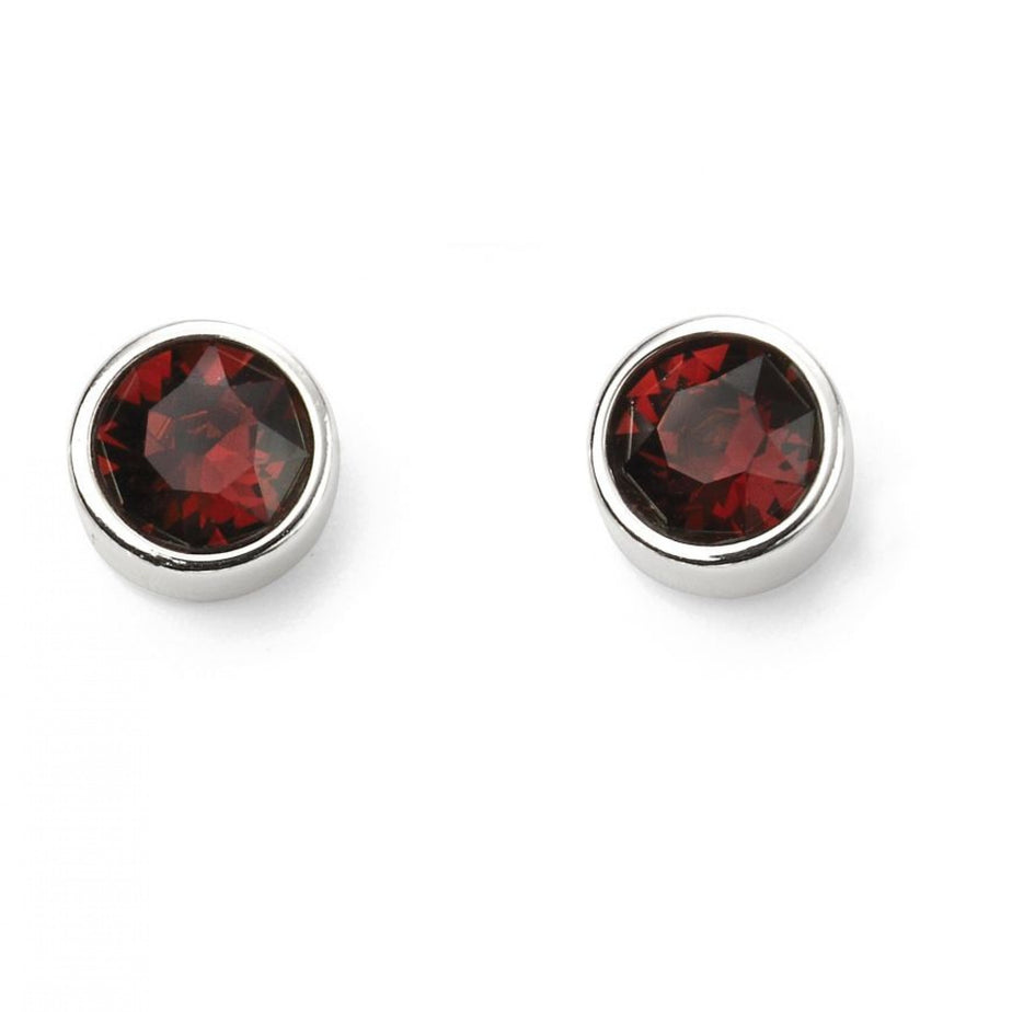 January Birthstone Garnet Crystal Stud Earrings