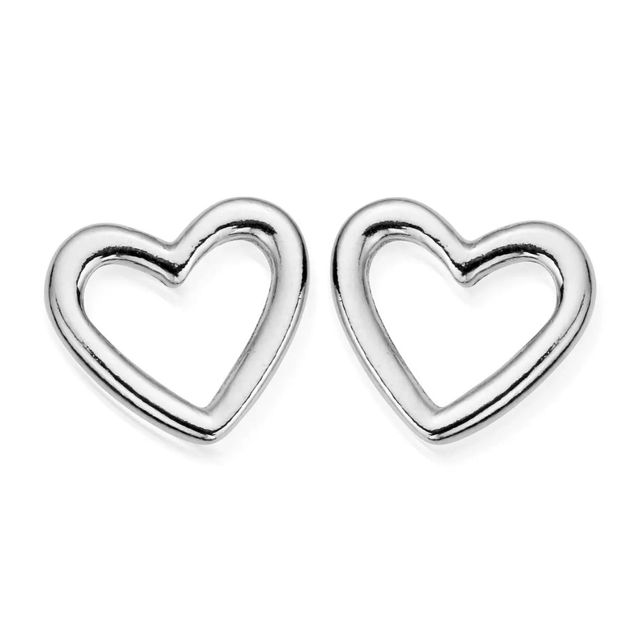 ChloBo Silver Open Heart Stud Earrings