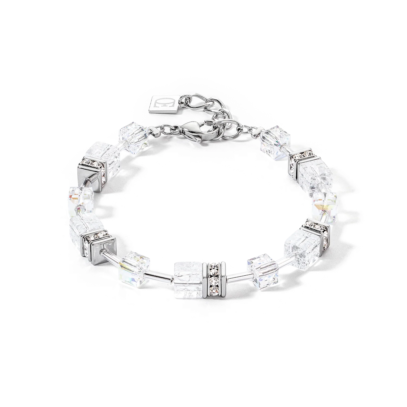 Coeur De Lion GeoCube Iconic Silver-White Bracelet