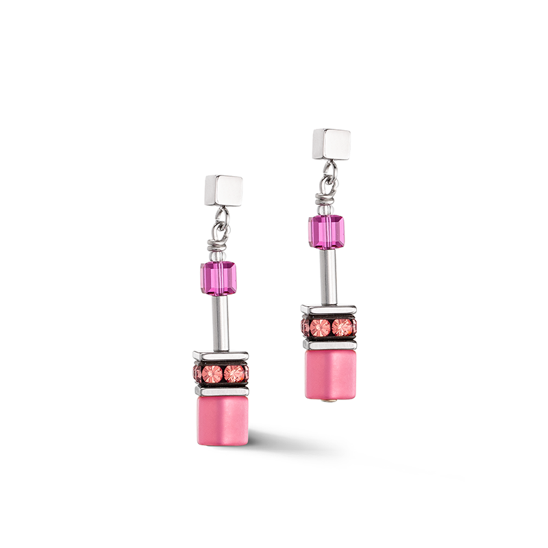 Coeur de Lion GeoCUBE® Iconic Viva Magenta Earrings