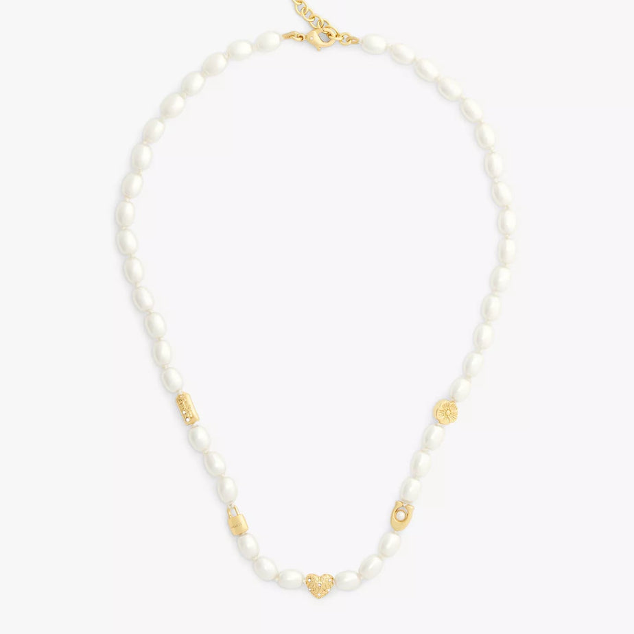 COACH Iconic Pearl Bead Station Necklace