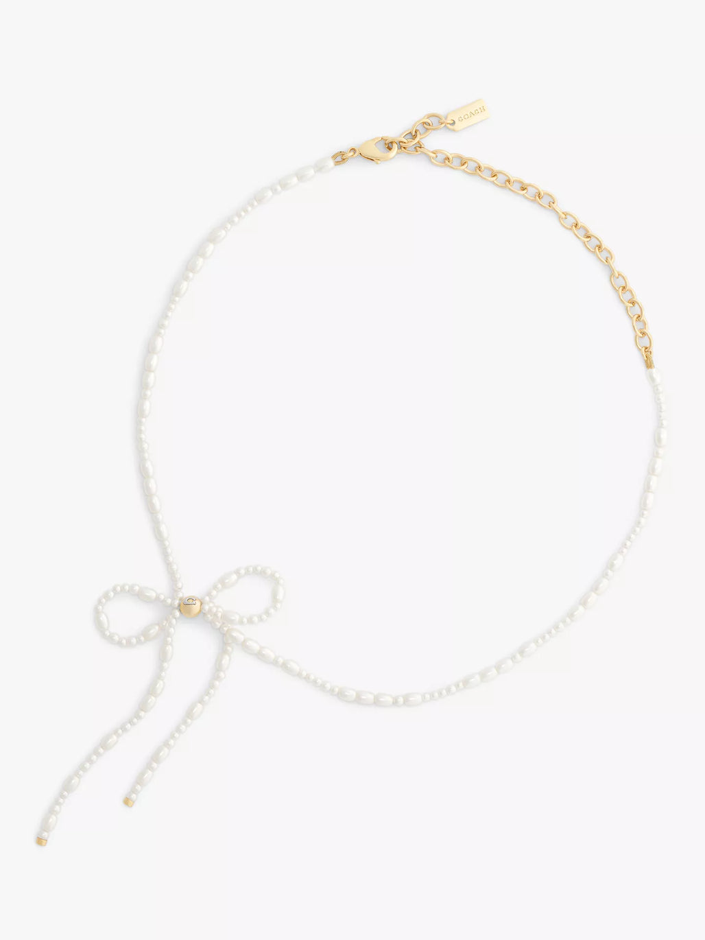 COACH Pearl Bow Choker Necklace