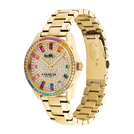 COACH Gold Plated Rainbow Dial Watch