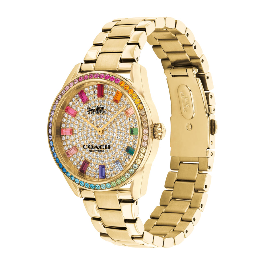 COACH Gold Plated Rainbow Dial Watch