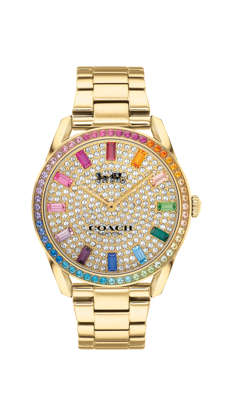 COACH Gold Plated Rainbow Dial Watch