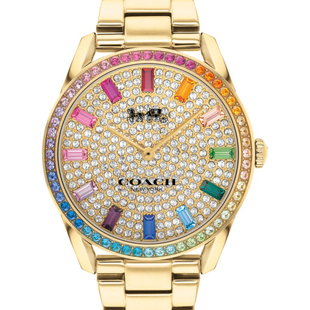COACH Gold Plated Rainbow Dial Watch