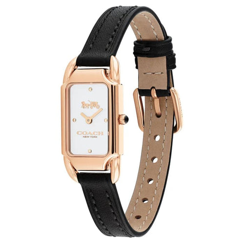 COACH CADIE BLACK LEATHER WHITE DIAL LADIES WATCH