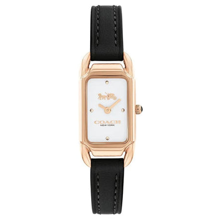 COACH CADIE BLACK LEATHER WHITE DIAL LADIES WATCH