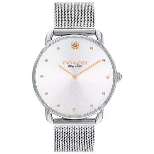 COACH ELLIOT SILVER DIAL WITH STAINLESS STEEL MESH BRACELET LADIES WATCH