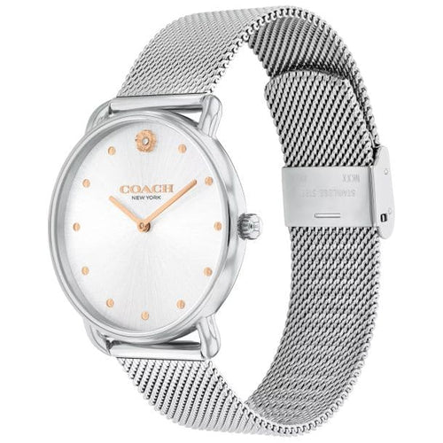 COACH ELLIOT SILVER DIAL WITH STAINLESS STEEL MESH BRACELET LADIES WATCH