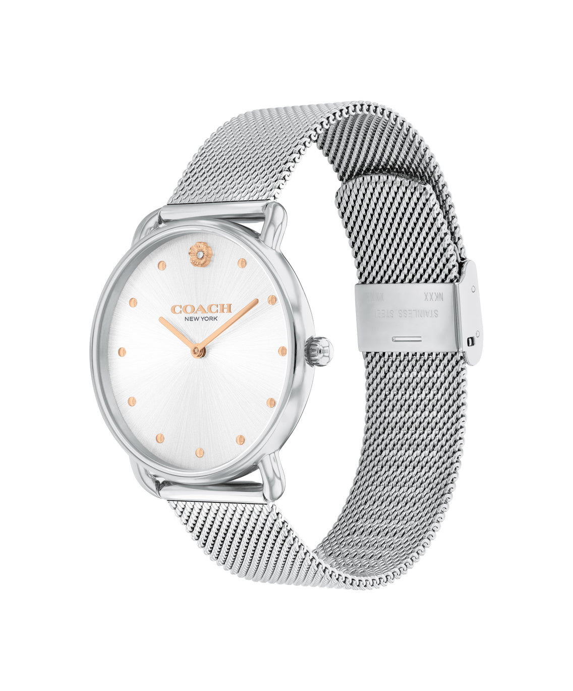 COACH ELLIOT SILVER DIAL WITH STAINLESS STEEL MESH BRACELET LADIES WATCH