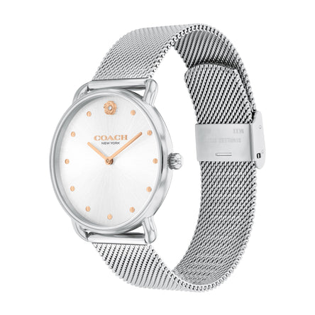 COACH ELLIOT SILVER DIAL WITH STAINLESS STEEL MESH BRACELET LADIES WATCH