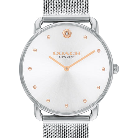 COACH ELLIOT SILVER DIAL WITH STAINLESS STEEL MESH BRACELET LADIES WATCH