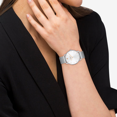 COACH ELLIOT SILVER DIAL WITH STAINLESS STEEL MESH BRACELET LADIES WATCH