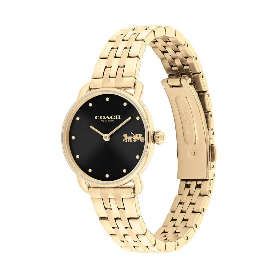 COACH ELLIOT BLACK DIAL WITH GOLD-TONE BRACELET LADIES WATCH