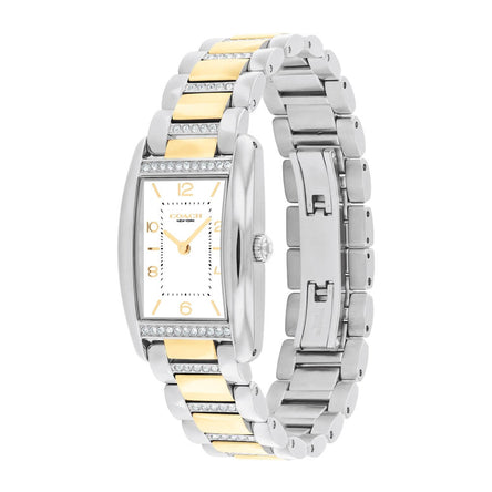 COACH REESE WHITE RECTANGULAR DIAL WITH CRYSTAL-SET TWO-TONE BRACELET LADIES WATCH
