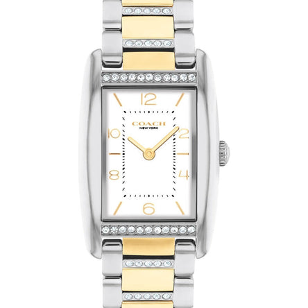COACH REESE WHITE RECTANGULAR DIAL WITH CRYSTAL-SET TWO-TONE BRACELET LADIES WATCH