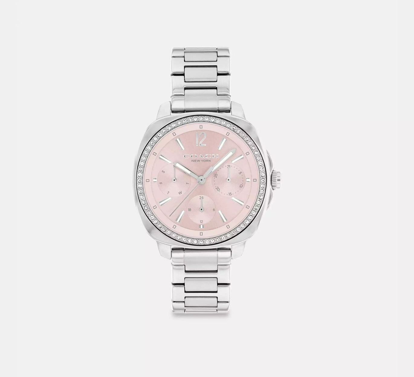COACH KITT STAINLESS STEEL CHRONOGRAPH PINK DIAL LADIES WATCH
