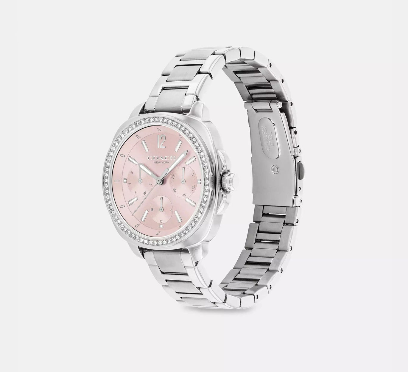 COACH KITT STAINLESS STEEL CHRONOGRAPH PINK DIAL LADIES WATCH