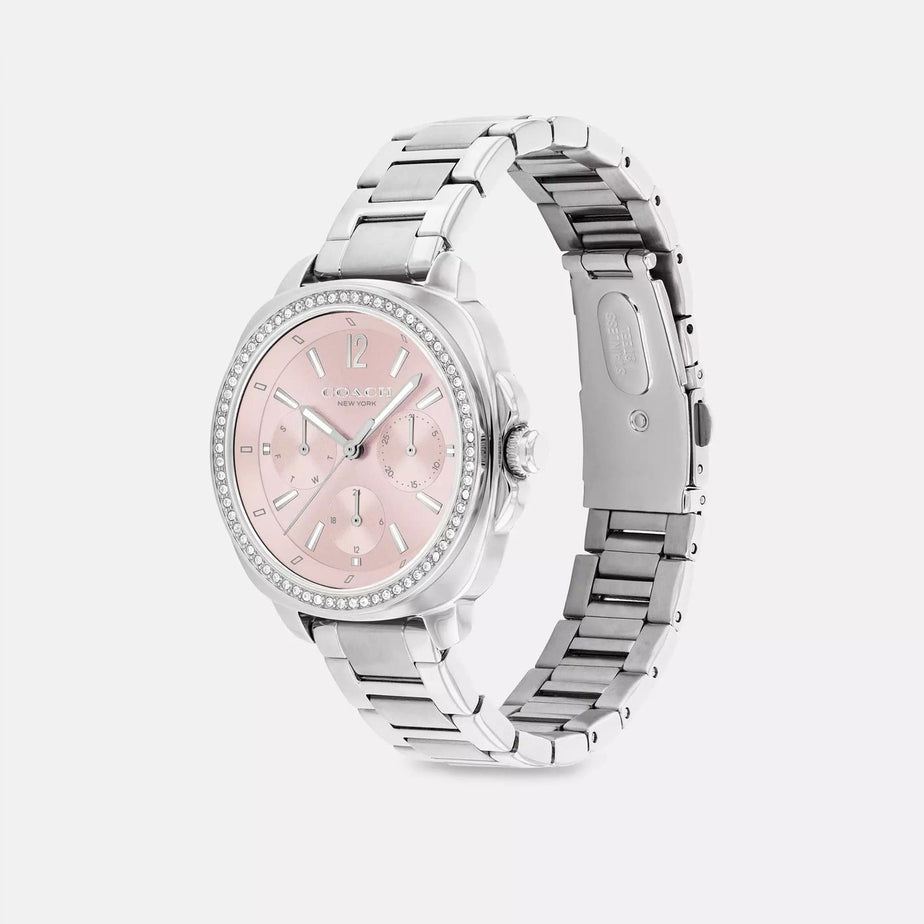 COACH KITT STAINLESS STEEL CHRONOGRAPH PINK DIAL LADIES WATCH
