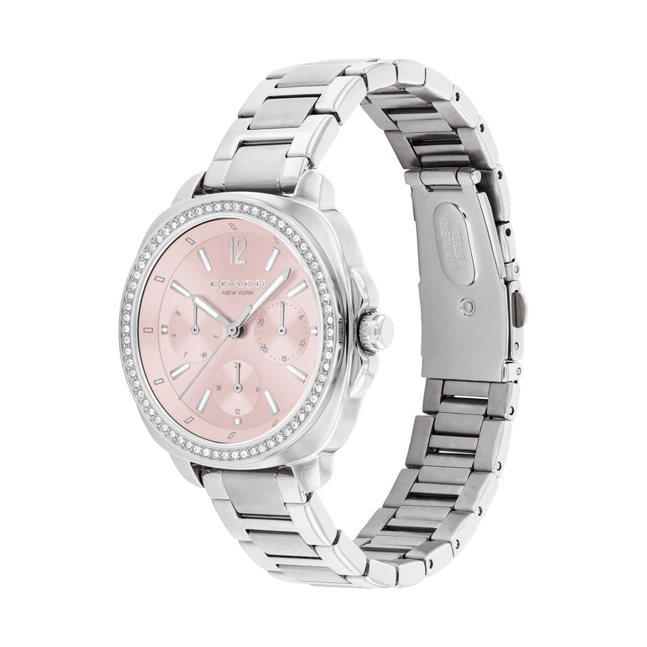 COACH KITT STAINLESS STEEL CHRONOGRAPH PINK DIAL LADIES WATCH