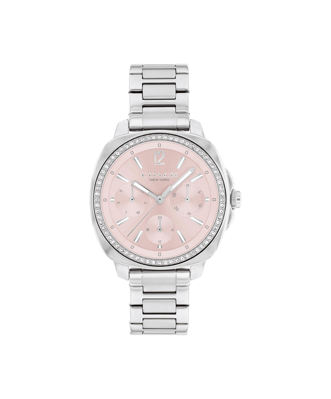 COACH KITT STAINLESS STEEL CHRONOGRAPH PINK DIAL LADIES WATCH