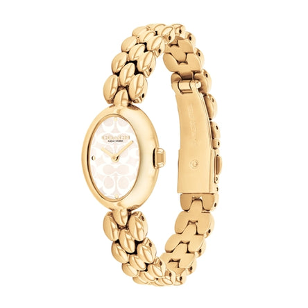 COACH SAMMY BEIGE LOGO DIAL WITH GOLD-TONE BRACELET LADIES WATCH