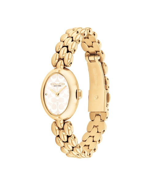 COACH SAMMY BEIGE LOGO DIAL WITH GOLD-TONE BRACELET LADIES WATCH