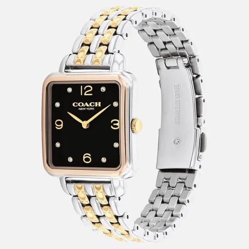 COACH CASS TWO TONE BRACELET STRAP WITH BLACK DIAL LADIES WATCH