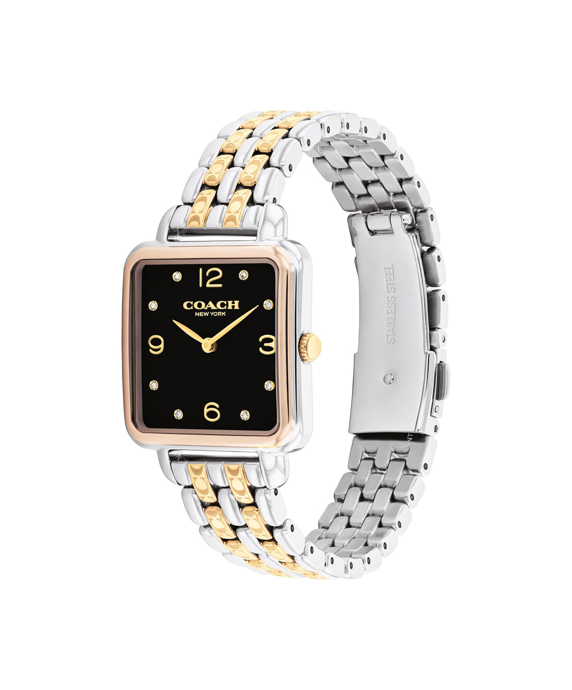 COACH CASS TWO TONE BRACELET STRAP WITH BLACK DIAL LADIES WATCH