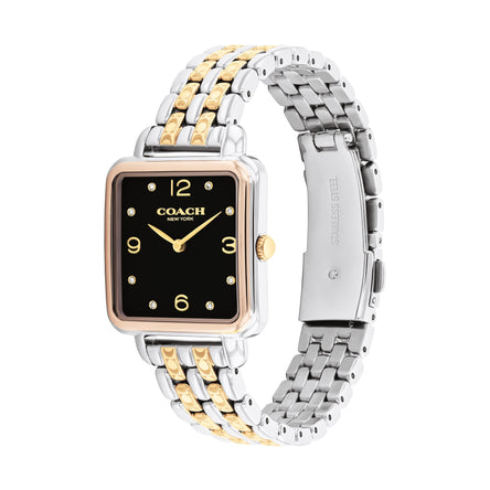 COACH CASS TWO TONE BRACELET STRAP WITH BLACK DIAL LADIES WATCH