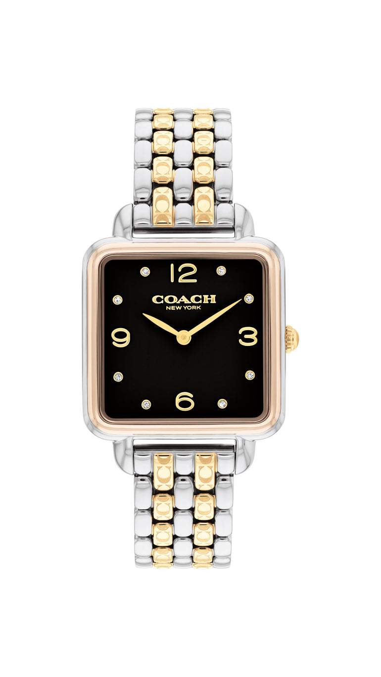 COACH CASS TWO TONE BRACELET STRAP WITH BLACK DIAL LADIES WATCH