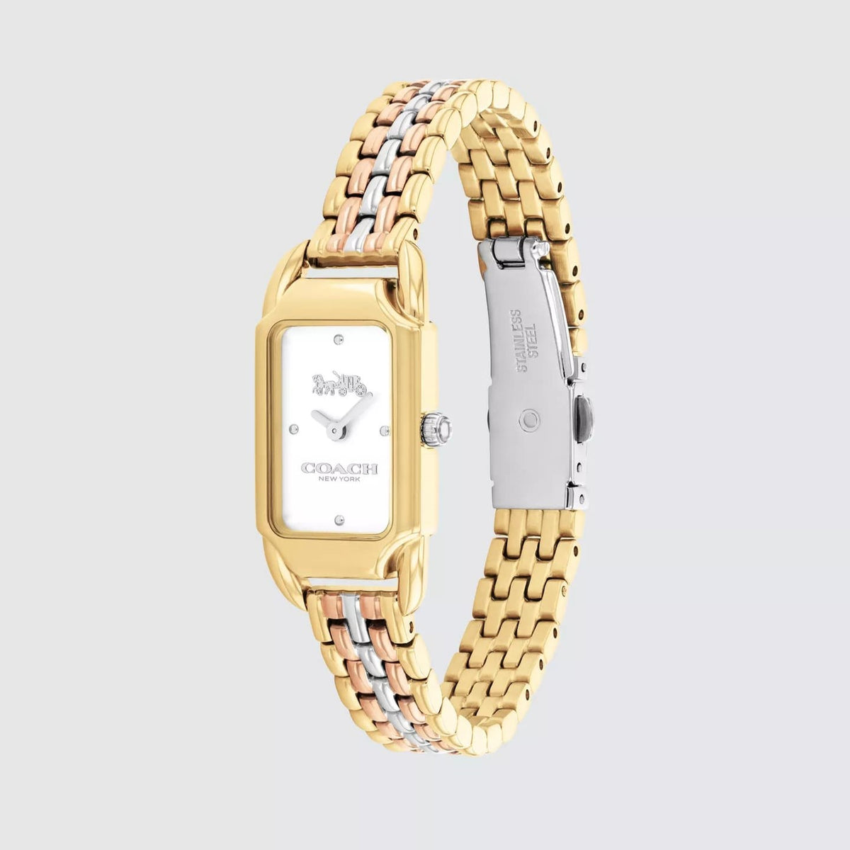 COACH CADIE WHITE DIAL WITH TRI-TONE BRACELET LADIES WATCH
