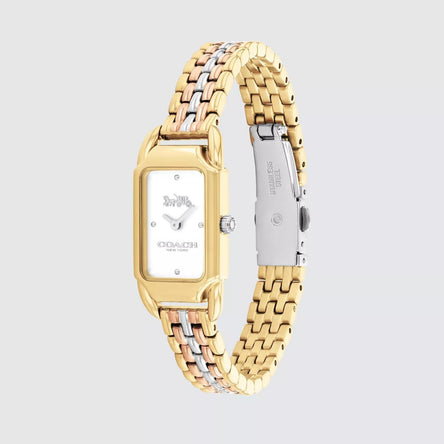COACH CADIE WHITE DIAL WITH TRI-TONE BRACELET LADIES WATCH