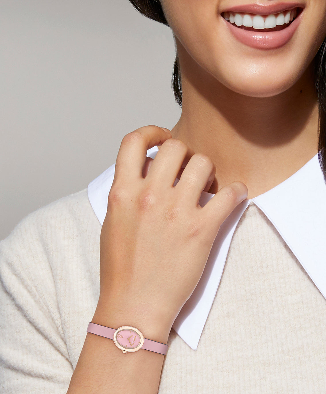 COACH SAMMY LACQUERED PINK DIAL WITH PINK LEATHER STRAP LADIES WATCH