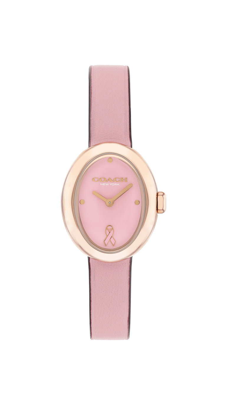 COACH SAMMY LACQUERED PINK DIAL WITH PINK LEATHER STRAP LADIES WATCH