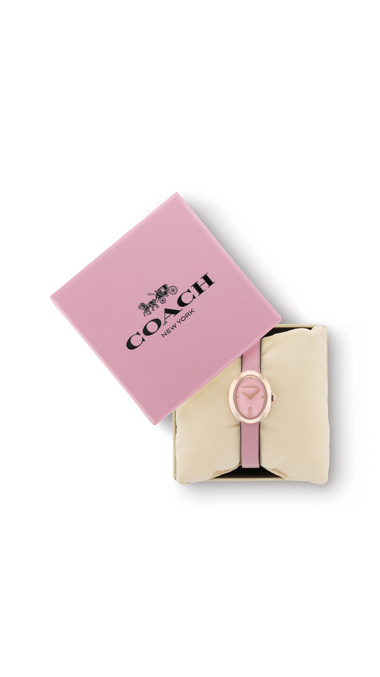 COACH SAMMY LACQUERED PINK DIAL WITH PINK LEATHER STRAP LADIES WATCH