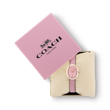 COACH SAMMY LACQUERED PINK DIAL WITH PINK LEATHER STRAP LADIES WATCH