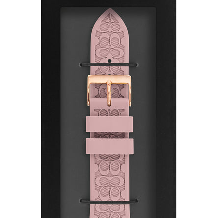 COACH Ladies Textured Rubber Apple Watch Strap Pink