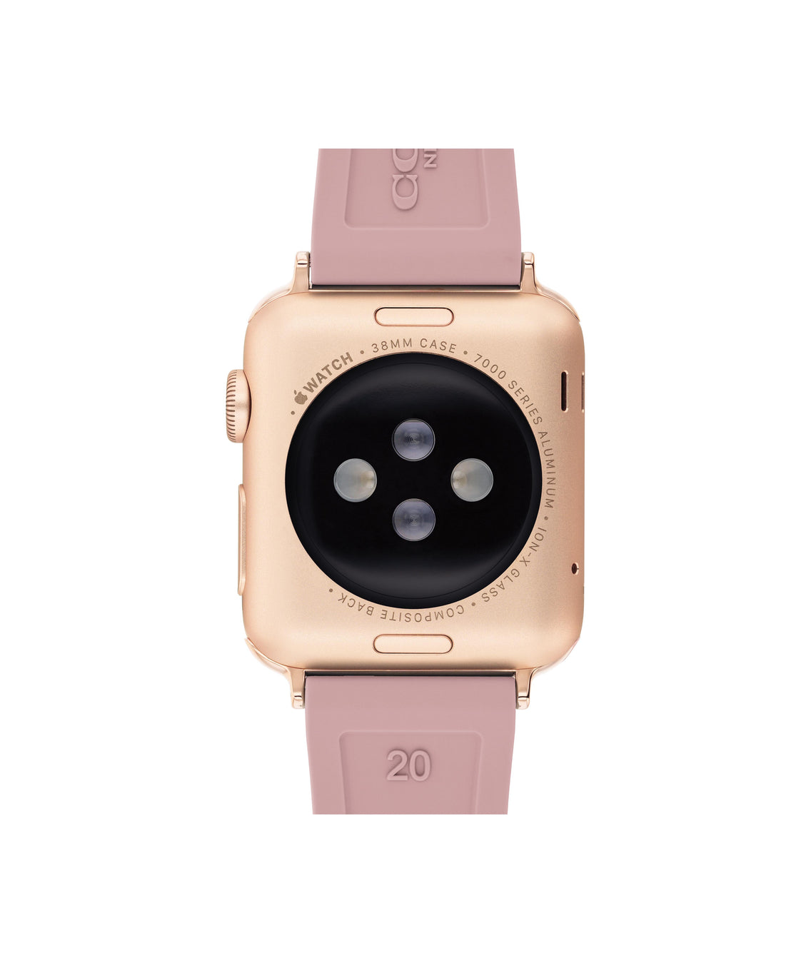 COACH Ladies Textured Rubber Apple Watch Strap Pink