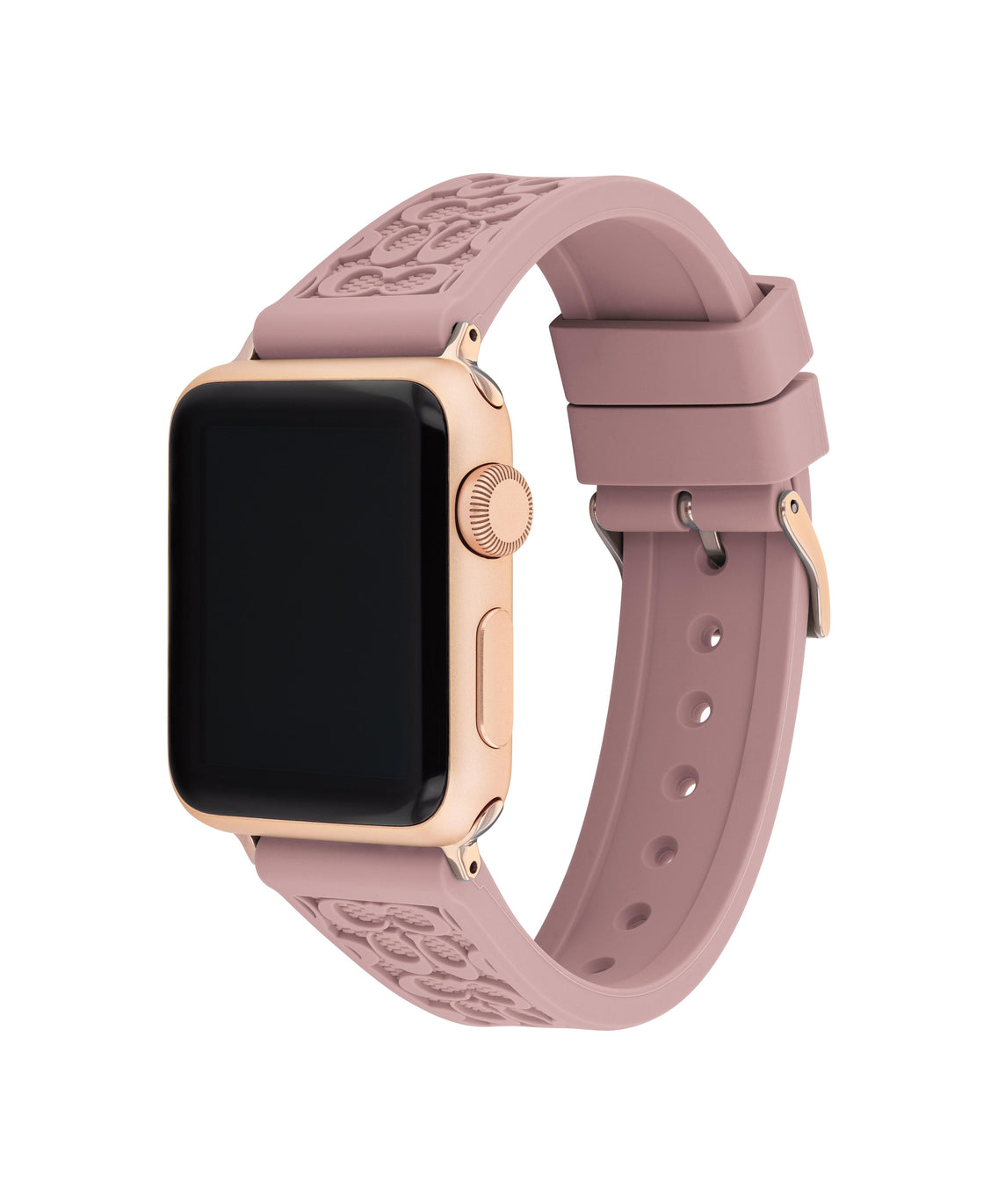 COACH Ladies Textured Rubber Apple Watch Strap Pink