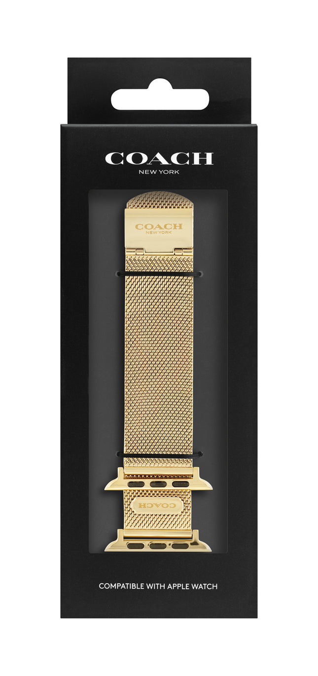 COACH Apple Watch Strap Gold PVD Stainless Steel Mesh