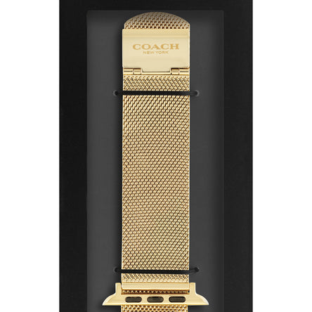 COACH Apple Watch Strap Gold PVD Stainless Steel Mesh