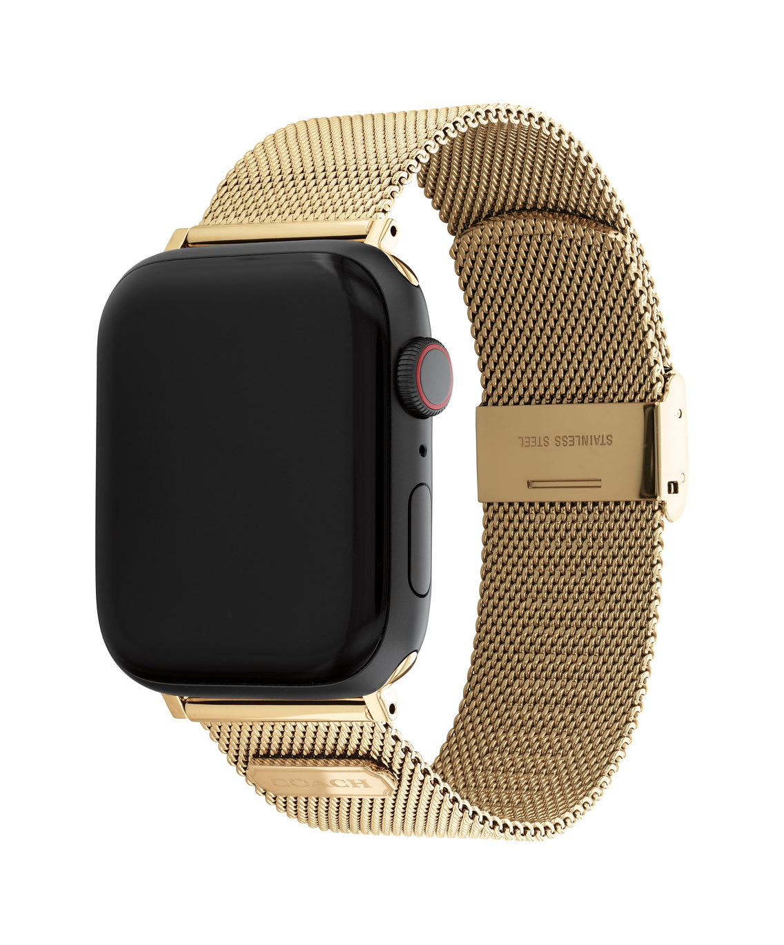 COACH Apple Watch Strap Gold PVD Stainless Steel Mesh