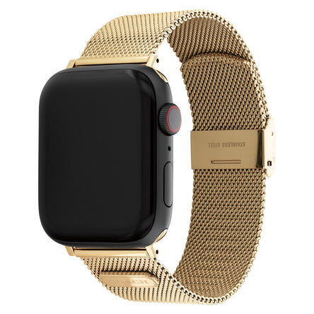 COACH Apple Watch Strap Gold PVD Stainless Steel Mesh