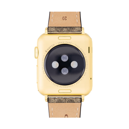 COACH Apple Watch Strap Brown Leather Strap with Flower Embellishment