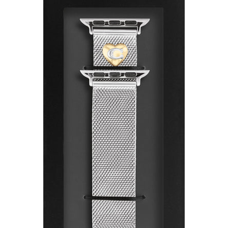 COACH Ladies Apple Watch Strap Stainless Steel Mesh with Heart Charm