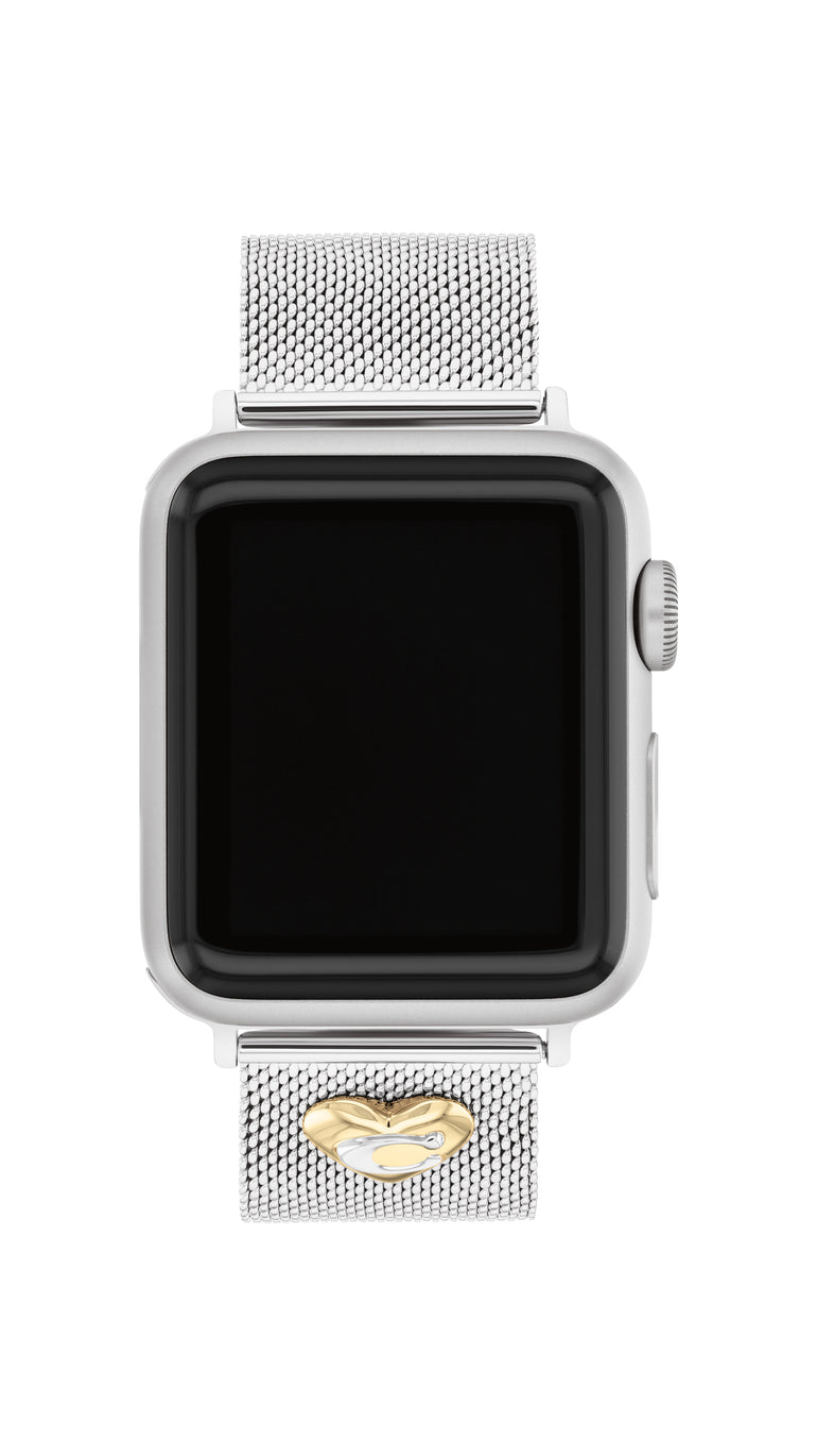 COACH Ladies Apple Watch Strap Stainless Steel Mesh with Heart Charm