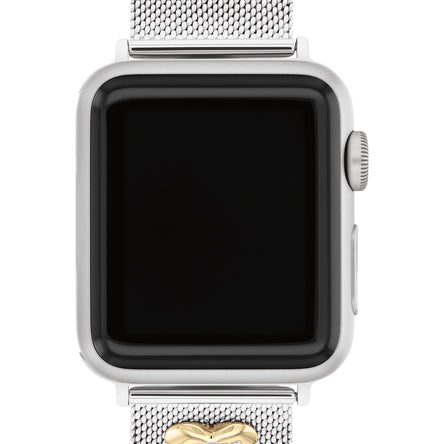 COACH Ladies Apple Watch Strap Stainless Steel Mesh with Heart Charm