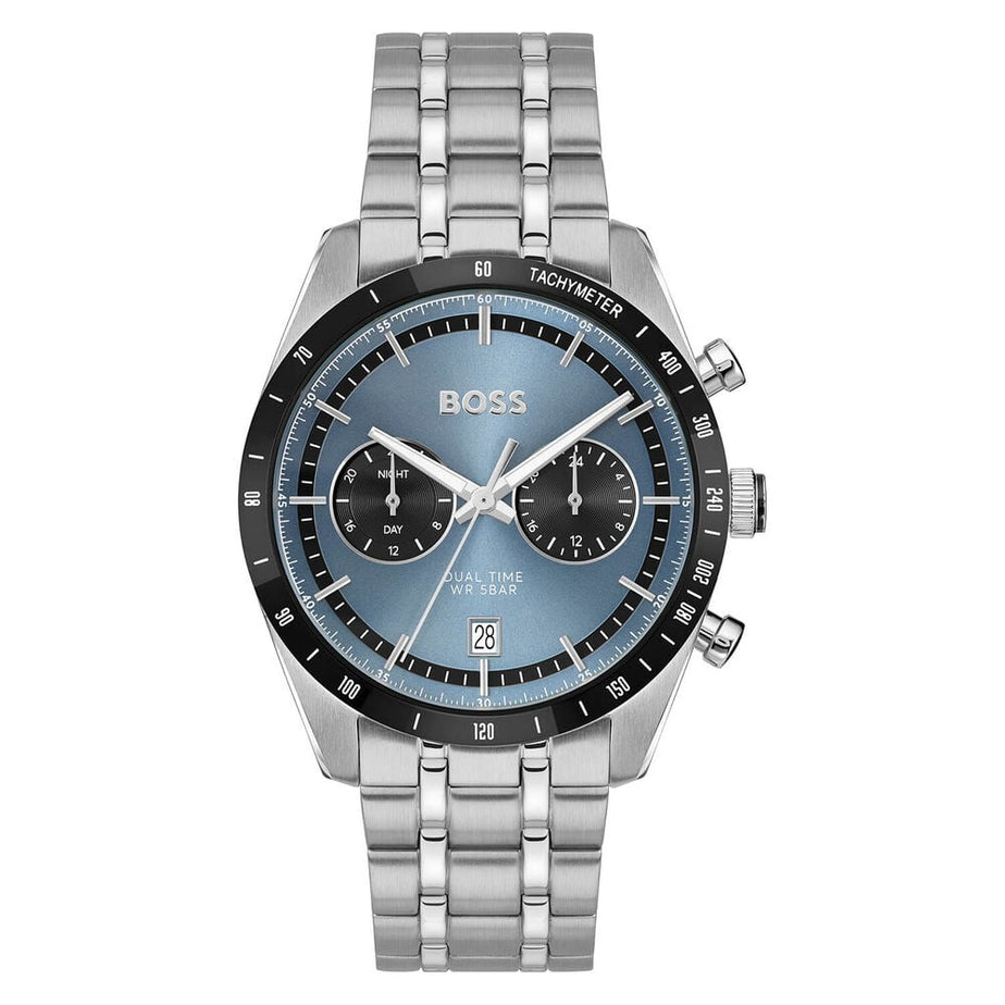 Boss TOURMASTER Blue-dial watch with multi-link bracelet